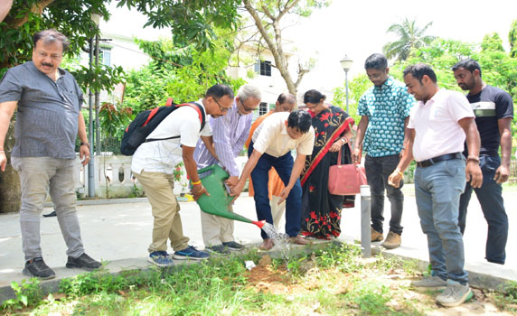Agartala Press Club officials participate in tree plantation drive.